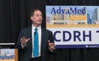 CDRH Director Jeffrey Shuren, M.D. addresses a full house during the CDRH Town Hall during the AdvaMed 2015 conference. Image courtesy of AdvaMed.