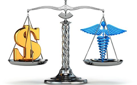 Justice scale, healthcare, cost